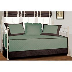 Brentwood Quilted Seafoam Blue/Espresso Cotton/Polyester 4 piece