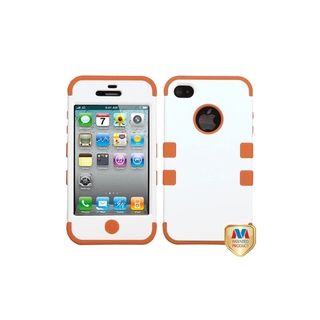 MYBAT White/ Orange TUFF Hybrid Phone Case Cover for Apple® iPhone 4