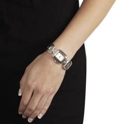 Geneva Platinum Womens Two tone Textured Toggle Watch