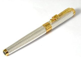 Jinhao Golden Dragon Red Crystal Eyes Fountain Pen with