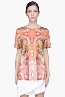 Matthew Williamson Peach Multicolor Floral Facet T shirt for women
