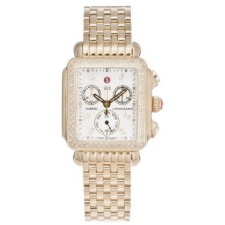 Michele Womens Deco 18k Gold plated Diamond Watch