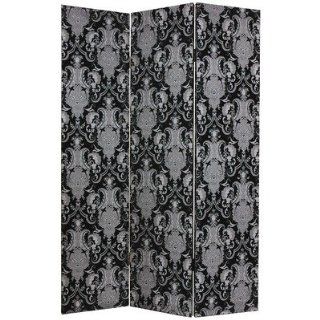 Damask Fabric Room Divider in Black Furniture & Decor