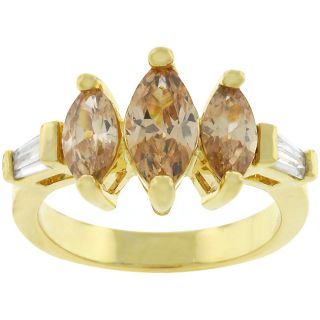 Kate Bissett Goldtone 3 stone Marquise Cubic Zirconia Ring