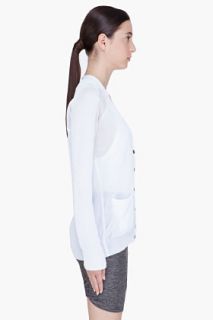 Alexander Wang White Ribbed Floating Ottoman Cardigan for women