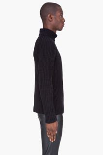 T By Alexander Wang Black Thick Knit Turtleneck for men