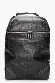 Alexander Wang Black Croc Embossed Leather Wallie Backpack for men