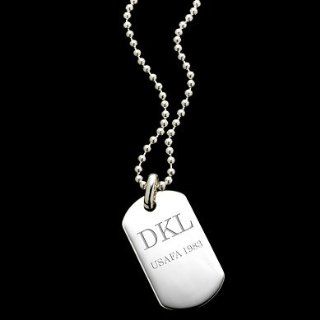 Air Force Academy Mens Sterling Silver Dog Tag Necklace
