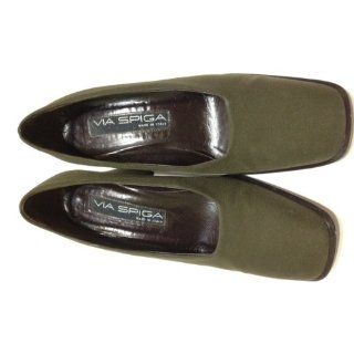 Via Spiga Olive Green Fabric 2 5/8 Inch Heels Pumps Size 5 1/2