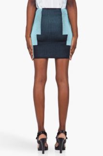 Alexander Wang Navy & Aqua Engineered Miniskirt for women
