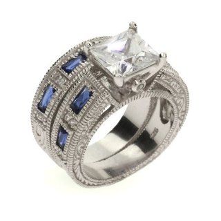 Audrinas Sapphire and CZ Silver Ring Set Eves Addiction