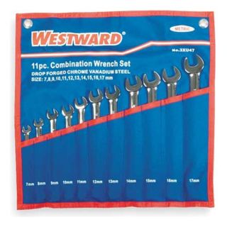 Westward 3XU47 Combo Wrench Set, Full Polish, 7 17mm, 11Pc