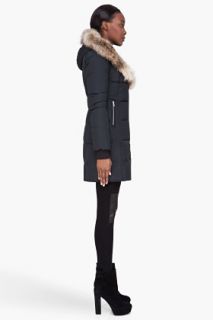 Mackage Black Hooded Fur trimmed Trish Coat for women
