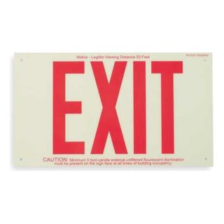 Brady 87807B Exit Sign, 8 1/2 x 15In, R/YEL, Exit, ENG