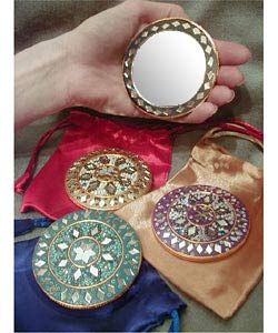Set of 6 Purse Mirrors with Satin Pouches (India)