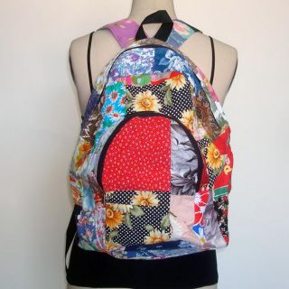 Handcrafted Recycled Cotton and Denim Small Floral Backpack (Nepal