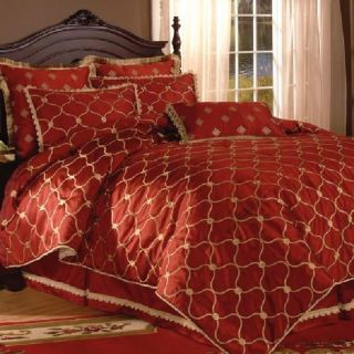 Red Villa Nova Queen size 4 piece Comforter Set