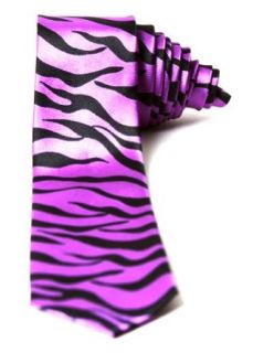 Trendy Skinny Tie   Purple Zebra Animal Print: Clothing
