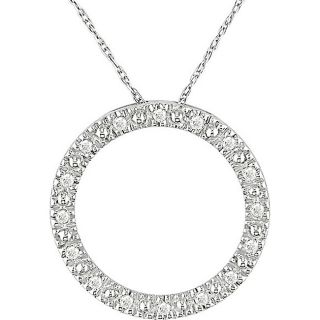 Miadora 10k White Gold 1/10ct TDW Diamond Circle Necklace (I J, I2 I3