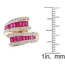 Yach 14k Yellow Gold Thai Ruby and 1/6ct TDW Diamond Bypass Ring (G