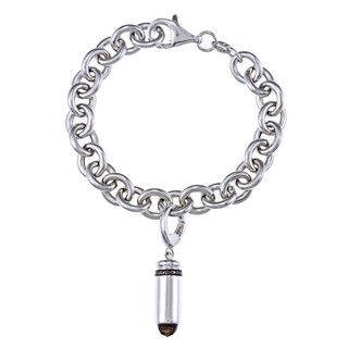 Sterling Silver Black Diamond Bullet 7 inch Charm Bracelet