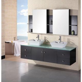 Design Element Contemporary Wall Mount Double Sink Vanity Vessel