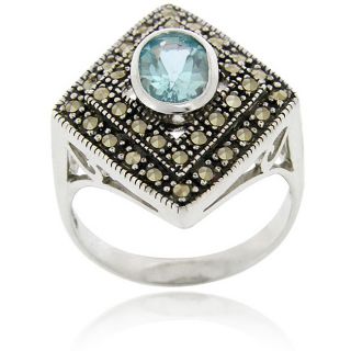 Glitzy Rocks Sterling Silver Blue Topaz and Marcasite Ring Today $33
