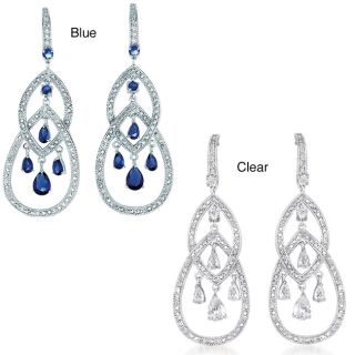 Collette Z Platinum over Sterling Silver Blue and Clear Cubic Zirconia