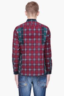 White Mountaineering Red Plaid Cut out Shirt for men