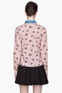 Marni Pink And Blue Collared Silk Blouse for women