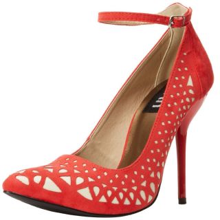 Fahrenheit Womens Zara 08 Red Lace Overlay Heels Today $43.99 Sale