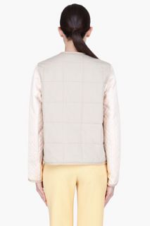 Chloe Taupe Quilted Sleeve Bomber Jacket for women