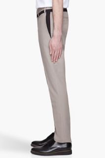 Neil Barrett Pale Taupe Contrast striped Pleated Trousers for men