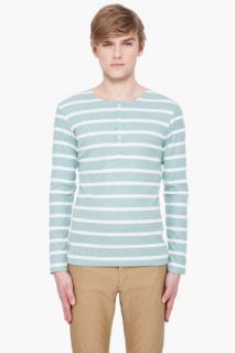 Shades Of Grey By Micah Cohen Mint Green Striped Henley for men