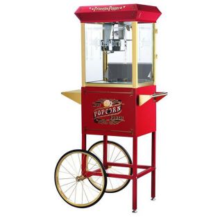 Princeton 6030 Red 8 oz Antique Popcorn Machine and Cart