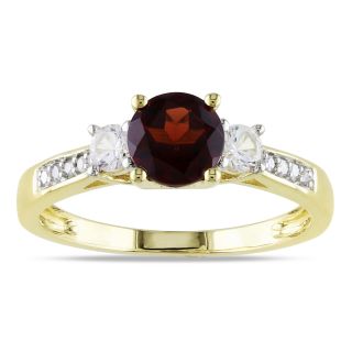 Miadora 10k Yellow Gold Garnet, White Sapphire & Diamond Ring (H I, I2