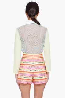 CARVEN Mint Silk Sleeve Lace Blouse for women