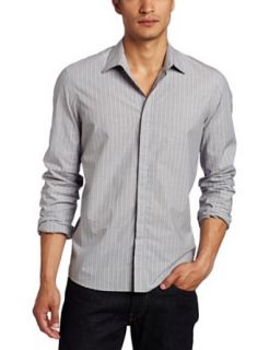 Kenneth Cole Mens Covered Placket Stripe Shirt Clothing
