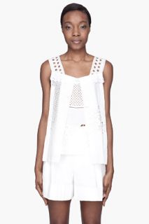 Marc Jacobs White Embroidered Pleated Tank top for women