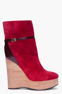 Chloe Burgundy Suede Wedge Boots for women