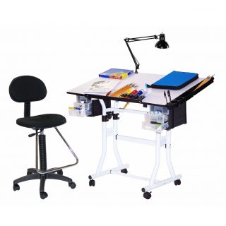 Offex Creation Station 4 piece Combo Table with Drafting Chair Today