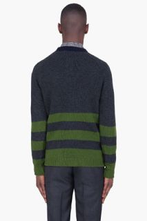 Marni Charcoal Cashmere Knit Striped Sweater for men