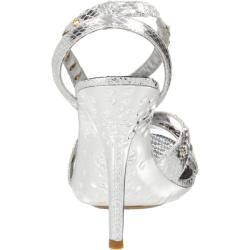 Celeste Womens Tao 03 Silver Stiletto Sandals