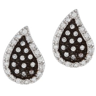 La Preciosa Black plated Silver Clear Cubic Zirconia Teardrop Earrings