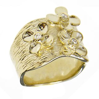 Adee Waiss 18k Goldplated Clear Crystal Cherry Blossom Ring