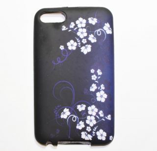 White Flowers with Swirl Silicone Skin for Apple iPod Touch 2nd or 3rd
