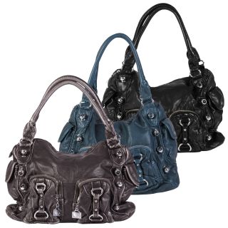 Journee Collection Womens Slouchy Metal Detail Double Handle Satchel
