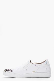 McQ Alexander McQueen White Printed Canvas Low top Slip On Sneakers for men