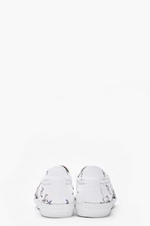 McQ Alexander McQueen White Printed Canvas Low top Slip On Sneakers for men