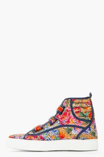 Raf Simons Multicolor Textured Floral Velcro Sneakers for men